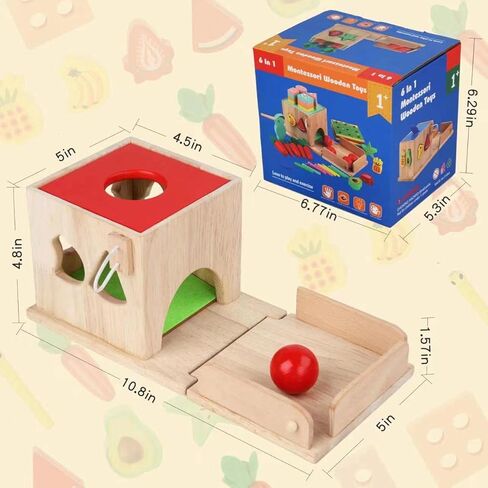 PLUSYARD Wooden Activity Cube, 6-in-1 Montessori Toys Gift Set for 1 2 3 Year Old Boys & Girls, Educational Learning Toys for Toddlers Age 1-3, One Year 1+ Old 612 Months Baby Birthday Gifts in Kuwait