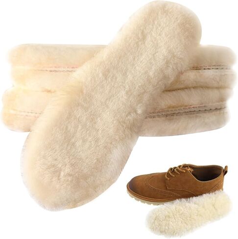 Linwnil 2Pairs Sheepskin Insoles Kid's Premium Thick Wool Fur Fleece Inserts Cozy & Fluffy for Children's in Saudi Arabia