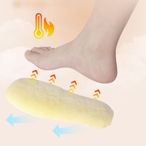 Linwnil 2Pairs Sheepskin Insoles Kid's Premium Thick Wool Fur Fleece Inserts Cozy & Fluffy for Children's in Saudi Arabia