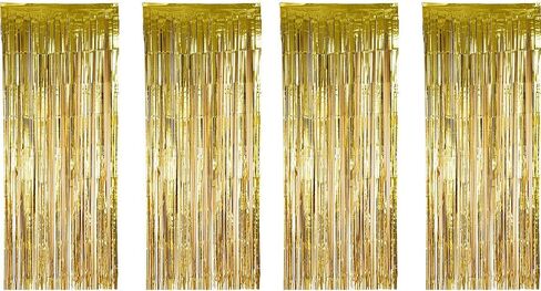 Sumind 4 عبوات من ستائر Mardi Gras Foil ستائر معدنية ذات أهداب ستارة لامعة لحفلات أعياد الميلاد وحفلات الزفاف وديكورات حفلات Mardi Gras (ألوان مختلطة) in Saudi Arabia