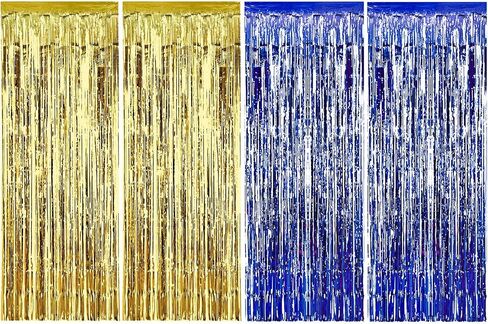 Sumind 4 عبوات من ستائر Mardi Gras Foil ستائر معدنية ذات أهداب ستارة لامعة لحفلات أعياد الميلاد وحفلات الزفاف وديكورات حفلات Mardi Gras (ألوان مختلطة) in Saudi Arabia