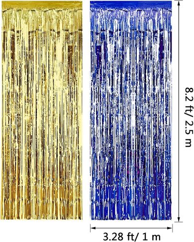 Sumind 4 عبوات من ستائر Mardi Gras Foil ستائر معدنية ذات أهداب ستارة لامعة لحفلات أعياد الميلاد وحفلات الزفاف وديكورات حفلات Mardi Gras (ألوان مختلطة) in Saudi Arabia