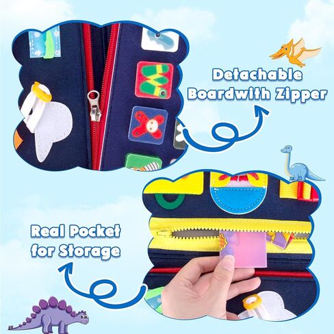HONGDDY Busy Board، 20 في 1 ألعاب مونتيسوري للأطفال الصغار، لوحة حسية مع صفحة DIY إضافية لتعلم المهارات الحركية الدقيقة والسفر، ألعاب تعليمية تعليمية لمرحلة ما قبل المدرسة هدية للأولاد والبنات in Kuwait