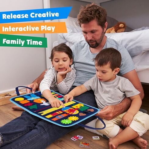 HONGDDY Busy Board، 20 في 1 ألعاب مونتيسوري للأطفال الصغار، لوحة حسية مع صفحة DIY إضافية لتعلم المهارات الحركية الدقيقة والسفر، ألعاب تعليمية تعليمية لمرحلة ما قبل المدرسة هدية للأولاد والبنات in Kuwait