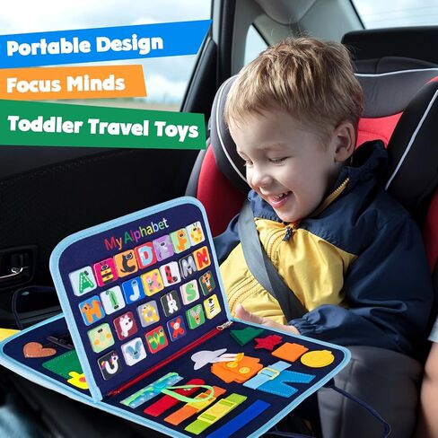 HONGDDY Busy Board، 20 في 1 ألعاب مونتيسوري للأطفال الصغار، لوحة حسية مع صفحة DIY إضافية لتعلم المهارات الحركية الدقيقة والسفر، ألعاب تعليمية تعليمية لمرحلة ما قبل المدرسة هدية للأولاد والبنات in Kuwait