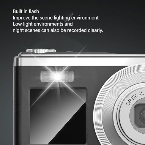 كاميرا رقمية 4K، كاميرا سيلفي بتكبير بصري 10X، تركيز تلقائي مع شاشة HD 2.88 بوصة للمبتدئين، كاميرا سفر مضادة للاهتزاز بقدرة 750 مللي أمبير في الساعة للتصوير الفوتوغرافي (أسود) in Kuwait