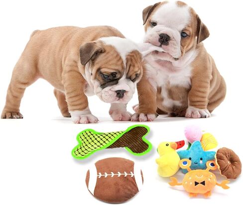 LASOCUHOO Squeaky Dog Toys for Small Medium Dog, Durable Puppy Teething Toys, Plush Dog Toy with Squeakers, Chew Toys for Puppies - 10PCS in Kuwait