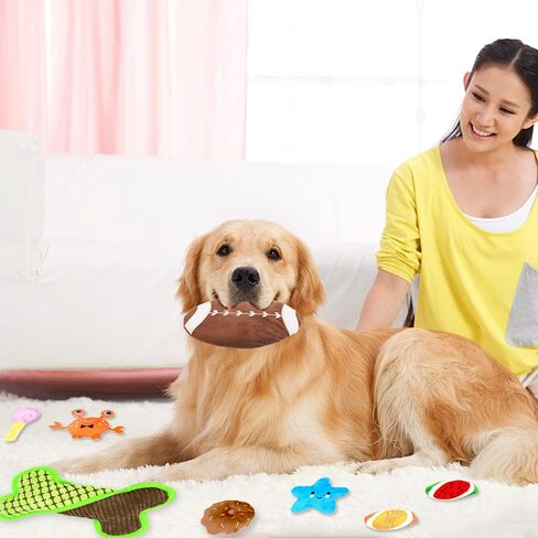 LASOCUHOO Squeaky Dog Toys for Small Medium Dog, Durable Puppy Teething Toys, Plush Dog Toy with Squeakers, Chew Toys for Puppies - 10PCS in Kuwait