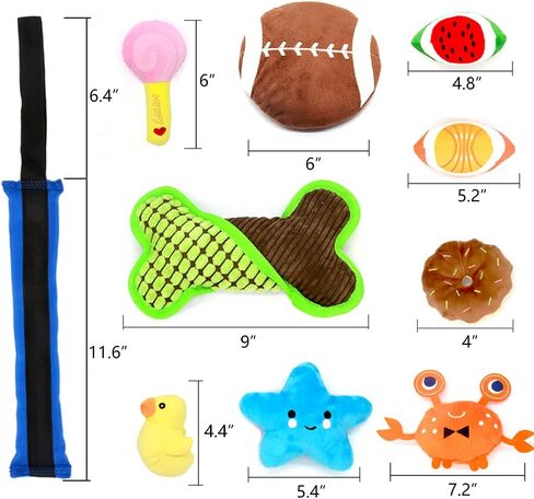 LASOCUHOO Squeaky Dog Toys for Small Medium Dog, Durable Puppy Teething Toys, Plush Dog Toy with Squeakers, Chew Toys for Puppies - 10PCS in Kuwait