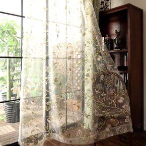 Vintage Birds Theme Sheer Curtains 63 Inch Long,Farmhouse Decorative Patio Door Sheer Drapes for Bedroom Living Room Rod Pocket Sheer Panels,1 Window Sheer W39''x L63'' in Kuwait