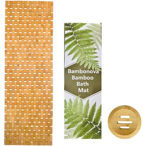 Bamboo Black Bath Mat 48 x 16 Inches and Wooden Soap Dish Set Bathroom Rugs Bathtub Mat Non Slip Bath Mats for Bathroom, Kitchen Sauna Spa Hot Tub Outdoor Decor in Saudi Arabia