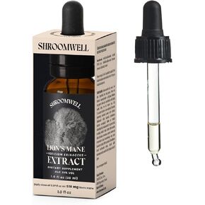 SHROOMWELL Lions Mane Extract Liquid - Double Extracted Lion's Mane Mushroom Extract Tincture, Lions Mane Mushroom Supplement. Hand Picked Lion Mane Mushroom Drops (1 fl oz) in Saudi Arabia