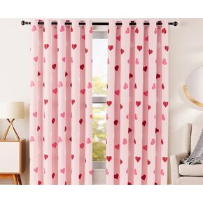 SAMYRA Valentine Day Curtains | Room Darkening Light Filtering Heart Floral Pink Luxury Window Panels | 63" * 84" Each Panel | 2 Piece Set | Living, Bedroom, Kids, Girl's Room Decor | Extra Wide in Saudi Arabia