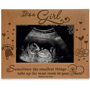 KATE POSH Baby Engraved Wood Picture Frame - Sometimes The Smallest Things take up The Most Room in Your Heart - Winnie The Pooh Sonogram Picture Frame, New Mom, New Dad (3 1/2 x 5 - Baby)