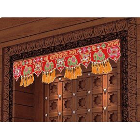 باندروال تورانام لمدخل الباب ديوالي/نافراتري باندانوار فانسي توران لغرفة بوجا، توران شوب لابه توران توران غانيشاي نام توران متعددة الالوان (مقاس 37 انش × 5 انش) in Kuwait