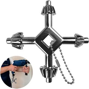 Chuck Key 4 in 1 Drill Chuck Key with Bead Chian,Steel 45º,Power Drill Chuck Key 4 in 1 Drilling Tool, Chuck Key For Drill Press,Durable Multifunctional Steel,Original Professional Master Chuck Key
