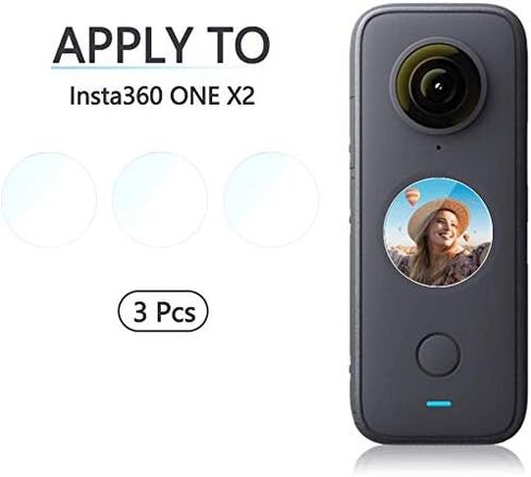 واقي شاشة متوافق مع كاميرا فيديو إنستا360 ون X2 الرياضية (3 حزم)، طبقة واقية من الزجاج المقسى WH1916 المضادة للفقاعات وبصمات الأصابع مضادة للغبار والكسر in Kuwait