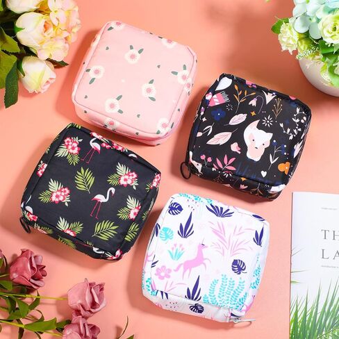 Shappy 4 Pieces Sanitary Napkin Bag Period Pad Pouch Period Holder Bag Kit Portable Tampon Pouches Zipper Bags for Menstruation Period Teen Girls Women Feminine Ladies in Saudi Arabia