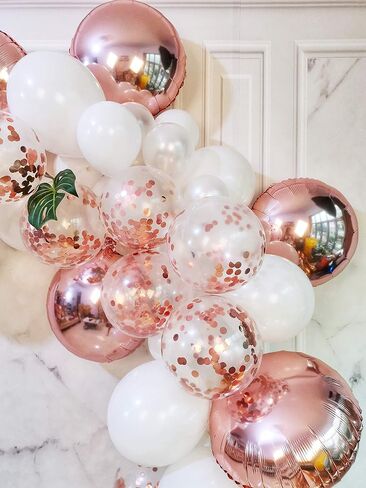 طقم بالونات ذهبية وردية من DIY، 70 قطعة من بالونات اللاتكس، بالونات قصاصات ورق، بالونات من رقائق معدنية، مجموعة من قوس إكليل الزهور لحفلات أعياد الميلاد وحفلات الزفاف وحفلات الزفاف وديكور مكان الخلفية (ذهبي وردي) in Kuwait