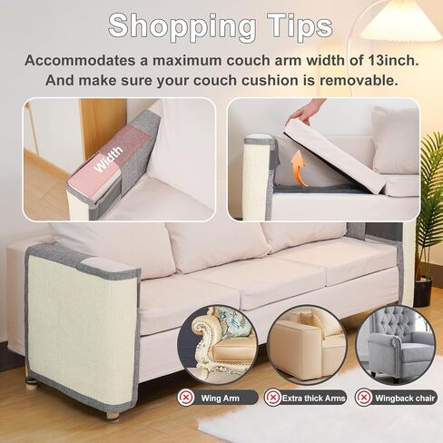 Uross Natural Sisal Cat Couch Protector Cat Scratch Furniture Protector- Couch Protector from Cat Claws, Anti Couch Corner Sofa Protectors Furniture Scratch Guards for Cats - Left&Right in Saudi Arabia