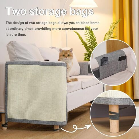 Uross Natural Sisal Cat Couch Protector Cat Scratch Furniture Protector- Couch Protector from Cat Claws, Anti Couch Corner Sofa Protectors Furniture Scratch Guards for Cats - Left&Right in Saudi Arabia