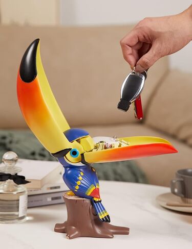 NENBOLEC Candy Dish Toucan Cookie Jar Plate Statue Sculpture Home Decor Arts Polyresin Gifts 23cm in Kuwait