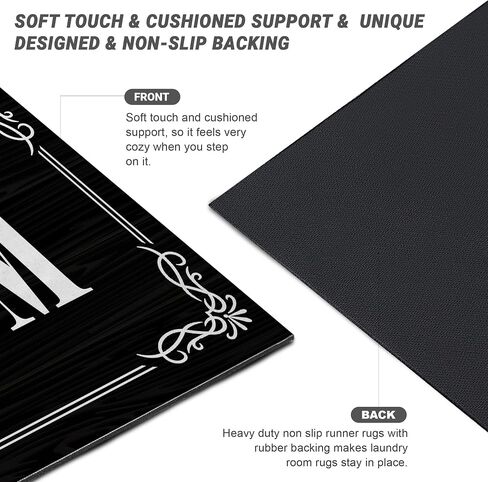 GETITEZY Laundry Room Rug Non Slip Laundry Rugs and Mats for Laundry Room Decor Washable Runner Rug for Laundry Room, Bathroom, Mudroom, Kitchen, 17"x47", Black in Saudi Arabia