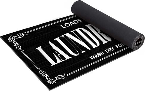 GETITEZY Laundry Room Rug Non Slip Laundry Rugs and Mats for Laundry Room Decor Washable Runner Rug for Laundry Room, Bathroom, Mudroom, Kitchen, 17"x47", Black in Saudi Arabia