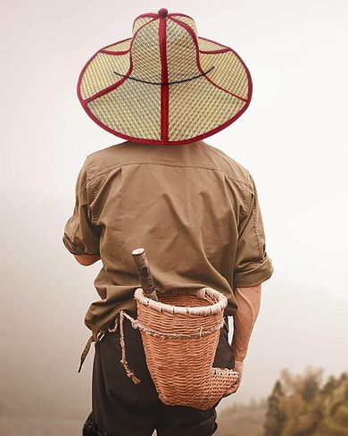 Farmer Foldable Straw Hat for Men Women Outdoor Labor Shading Sun Beach Sea Tide Fisherman Bamboo Hat Light Brown in Kuwait