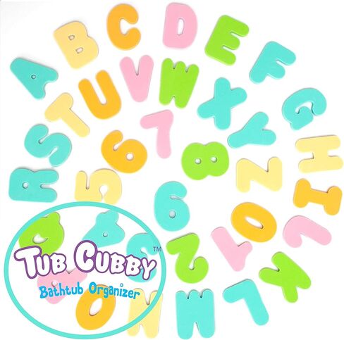 حوض استحمام آمن وناعم ABC 123 حروف وأرقام حمام رغوية - تلتصق بشكل سحري على الجدران الرطبة + بطة مطاطية إضافية | مجموعة لعب حوض الاستحمام التعليمية للأطفال بالحروف الأبجدية من سبيل آند كونت - 44 قطعة إضافية in Kuwait