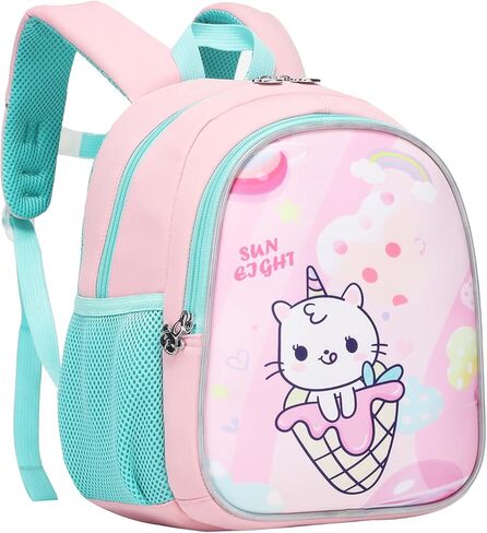 حقيبة ظهر Sunborls للأطفال الصغار برسوم كرتونية بعمر 2-6 سنوات لمرحلة ما قبل المدرسة، حقيبة مدرسية ممتعة لحماية العمود الفقري وتخفيف الحمل، حقيبة ظهر صغيرة باللون الأرجواني الفاتح على شكل وحيد القرن in Kuwait