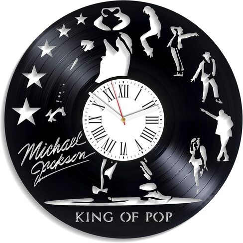 Kovides King of Pop Wall Clock Birthday Gifts for Fan M. Jackson Art Wall Clock Modern Pop Music Vintage Vinyl Record Clock Exclusive Decor for Living Room MJ Xmas Gift in Saudi Arabia