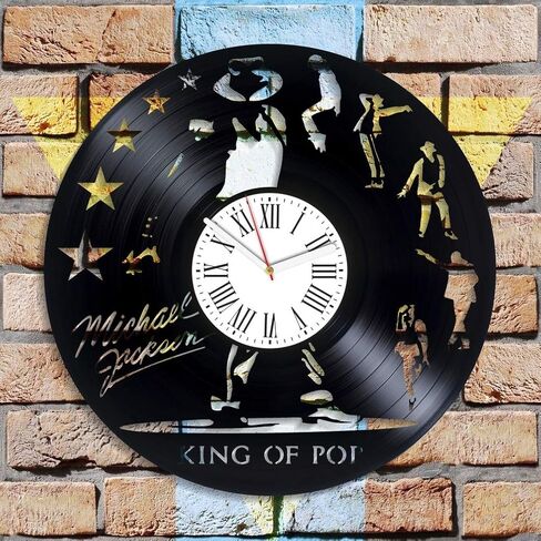 Kovides King of Pop Wall Clock Birthday Gifts for Fan M. Jackson Art Wall Clock Modern Pop Music Vintage Vinyl Record Clock Exclusive Decor for Living Room MJ Xmas Gift in Saudi Arabia