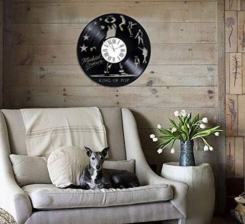 Kovides King of Pop Wall Clock Birthday Gifts for Fan M. Jackson Art Wall Clock Modern Pop Music Vintage Vinyl Record Clock Exclusive Decor for Living Room MJ Xmas Gift in Saudi Arabia