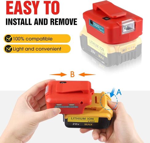 محول بطارية Milwaukee 18v بطارية M18 مع شاحن USB مزدوج + مخرج منفذ تيار مستمر 12 فولت + ضوء العمل - مصدر طاقة لبطارية Milwaukee Lithium-ion (الأداة فقط) in Kuwait