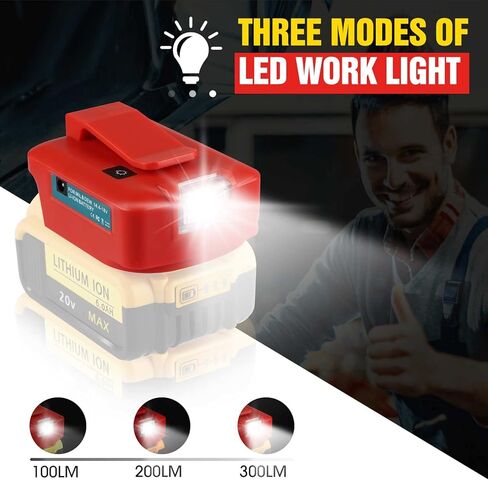 محول بطارية Milwaukee 18v بطارية M18 مع شاحن USB مزدوج + مخرج منفذ تيار مستمر 12 فولت + ضوء العمل - مصدر طاقة لبطارية Milwaukee Lithium-ion (الأداة فقط) in Kuwait
