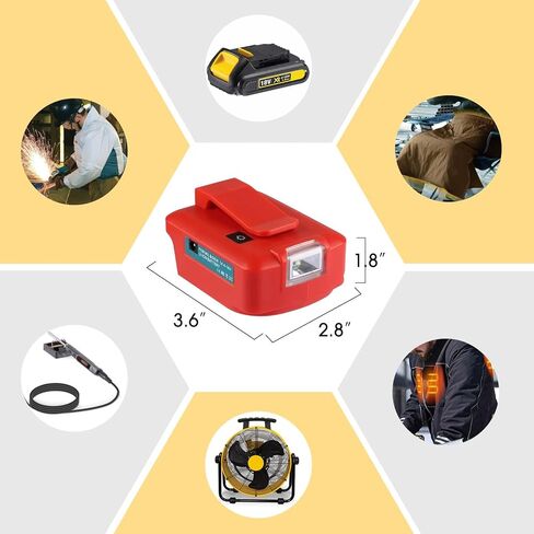 محول بطارية Milwaukee 18v بطارية M18 مع شاحن USB مزدوج + مخرج منفذ تيار مستمر 12 فولت + ضوء العمل - مصدر طاقة لبطارية Milwaukee Lithium-ion (الأداة فقط) in Kuwait