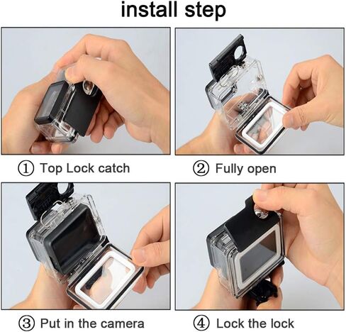 جراب F1TP مقاوم للماء لـ GoPro Hero 2018/7/6/5 أسود، جراب جو برو دايف مزود بملحقات تثبيت تثبيت سريعة الفك ومسمار ثامبكرو مقاومة للماء 17 قدم (45 متر) in Kuwait