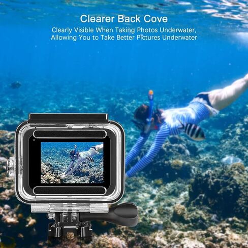 جراب F1TP مقاوم للماء لـ GoPro Hero 2018/7/6/5 أسود، جراب جو برو دايف مزود بملحقات تثبيت تثبيت سريعة الفك ومسمار ثامبكرو مقاومة للماء 17 قدم (45 متر) in Kuwait