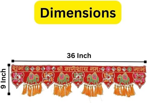 باندروال تورانام لمدخل الباب ديوالي/نافراتري باندانوار فانسي توران لغرفة بوجا، توران شوب لابه توران توران غانيشاي نام توران متعددة الالوان (مقاس 37 انش × 5 انش) in Kuwait