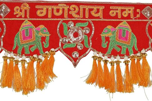 باندروال تورانام لمدخل الباب ديوالي/نافراتري باندانوار فانسي توران لغرفة بوجا، توران شوب لابه توران توران غانيشاي نام توران متعددة الالوان (مقاس 37 انش × 5 انش) in Kuwait