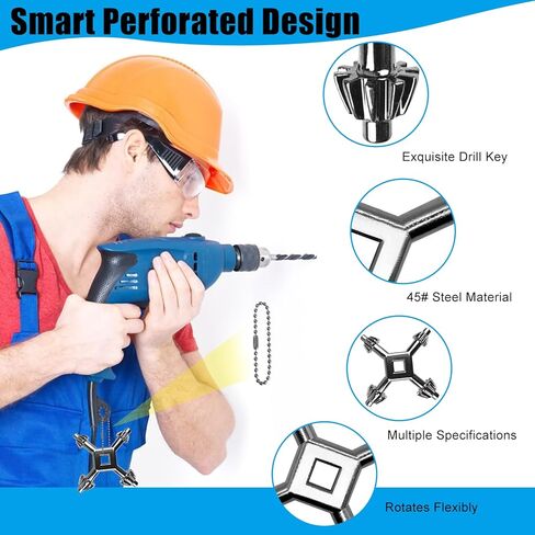 مفتاح تشاك 4 في 1 مفتاح تشاك للمثقاب مع سلسلة خرزة، فولاذ 45 درجة، مفتاح تشاك للمثقاب الكهربائي 4 في 1 أداة حفر، مفتاح تشاك لمكبس الحفر، فولاذ متين متعدد الوظائف، مفتاح تشاك رئيسي احترافي أصلي in Kuwait