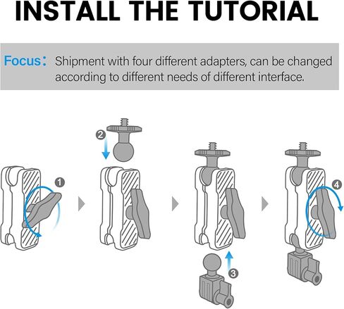 تومات ذراع تثبيت كاميرا اكشن من الالومنيوم مع فتحة برغي 1/4 لدي جيه اي اكشن 2 جيب in Kuwait