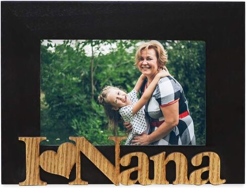 Isaac Jacobs Natural Wood Sentiments “I Love Nana" Picture Frame, 5x7 inch with Mat, Photo Gift for Nana, Grandma, Family, Display on Tabletop, Desk (Natural, 5x7 (Matted 4x6)) in Saudi Arabia