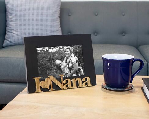 Isaac Jacobs Natural Wood Sentiments “I Love Nana" Picture Frame, 5x7 inch with Mat, Photo Gift for Nana, Grandma, Family, Display on Tabletop, Desk (Natural, 5x7 (Matted 4x6)) in Saudi Arabia