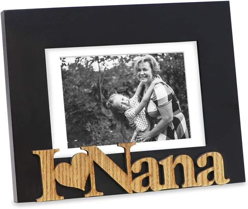 Isaac Jacobs Natural Wood Sentiments “I Love Nana" Picture Frame, 5x7 inch with Mat, Photo Gift for Nana, Grandma, Family, Display on Tabletop, Desk (Natural, 5x7 (Matted 4x6)) in Saudi Arabia