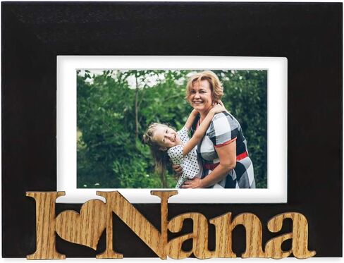 Isaac Jacobs Natural Wood Sentiments “I Love Nana" Picture Frame, 5x7 inch with Mat, Photo Gift for Nana, Grandma, Family, Display on Tabletop, Desk (Natural, 5x7 (Matted 4x6)) in Saudi Arabia