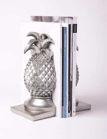 HAUCOZE Decorative Book Ends Pineapple Statue Modern Sculpture Arts Table Centerpiece Crafts Polyresin Silver Gifts 10.2inch in Kuwait