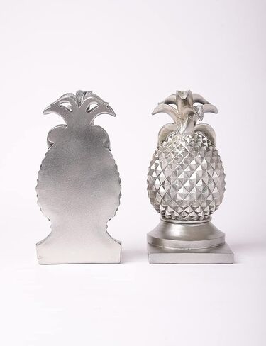 HAUCOZE Decorative Book Ends Pineapple Statue Modern Sculpture Arts Table Centerpiece Crafts Polyresin Silver Gifts 10.2inch in Kuwait
