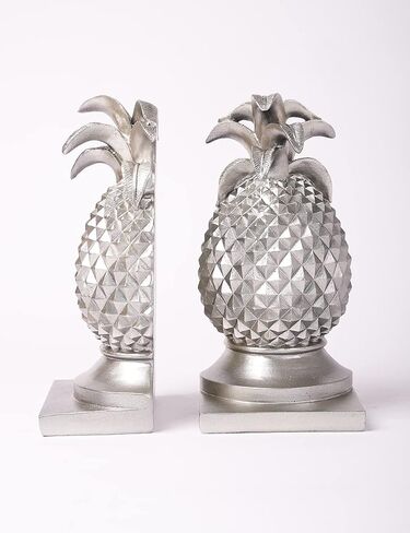 HAUCOZE Decorative Book Ends Pineapple Statue Modern Sculpture Arts Table Centerpiece Crafts Polyresin Silver Gifts 10.2inch in Kuwait